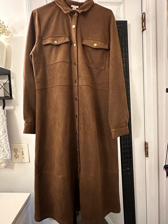 Spense Brown Suede-Look Button Jacket - Picture 11 of 15